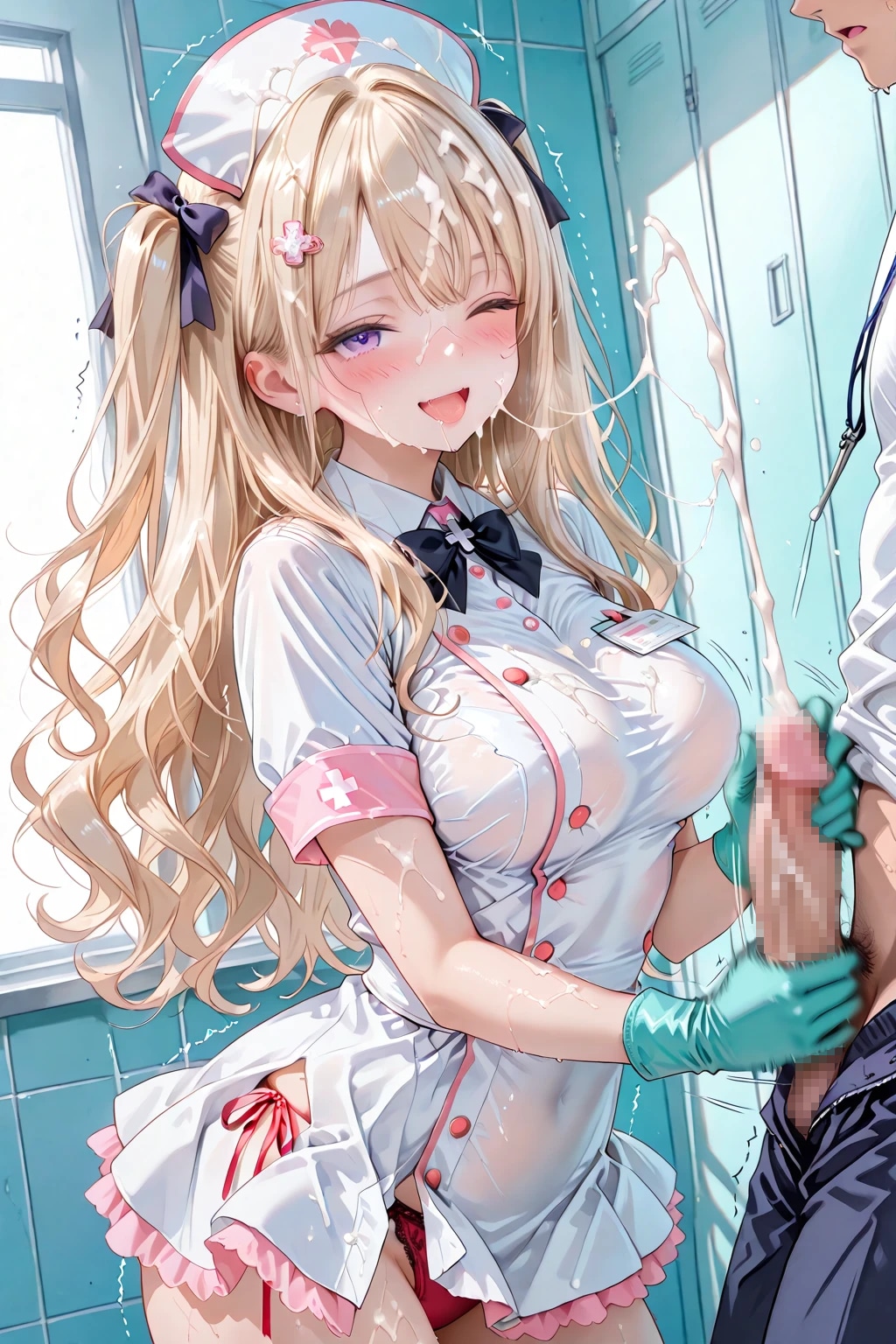 ちょっとセンセー、どれだけ出すんですかぁ。顔にかかったじゃないですかぁ♡
