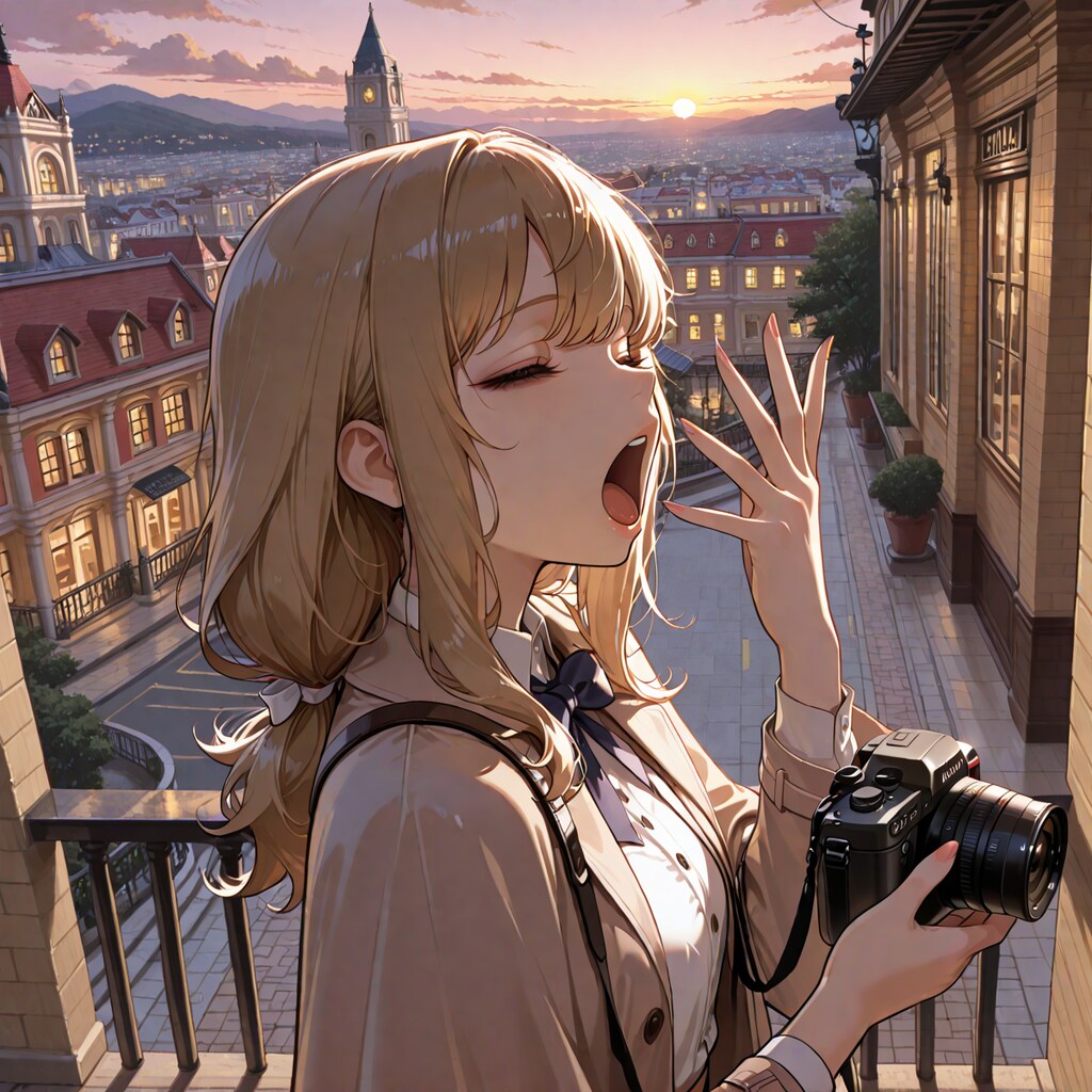 張り込みの朝焼け