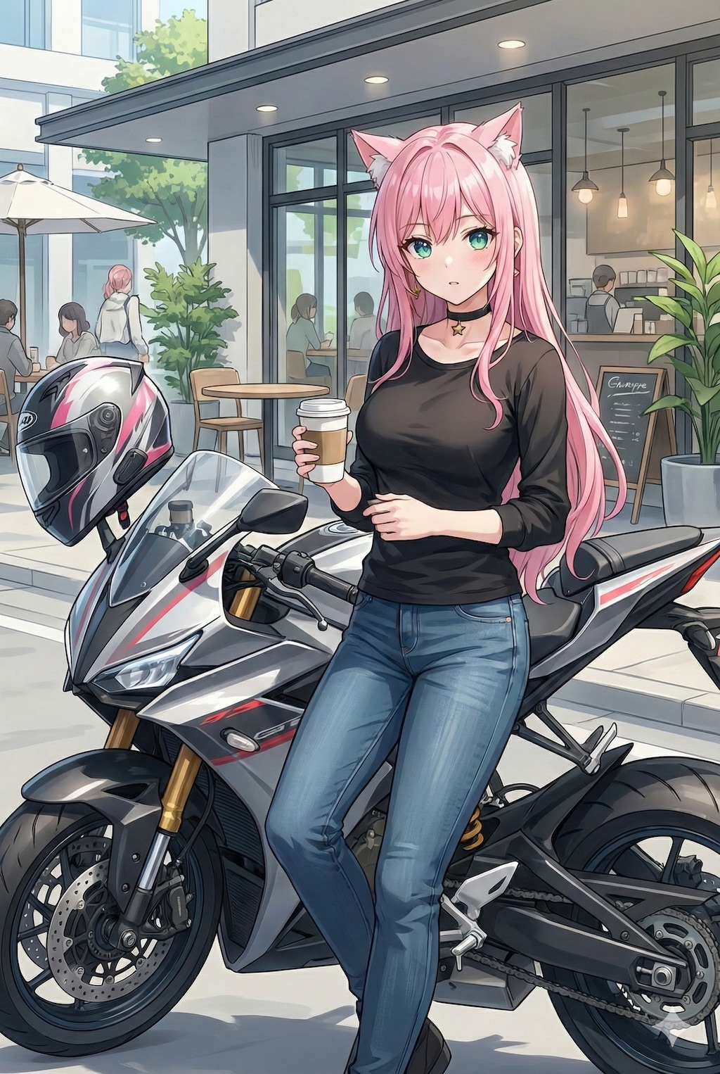 ちょっと休憩〜☕🐱🏍