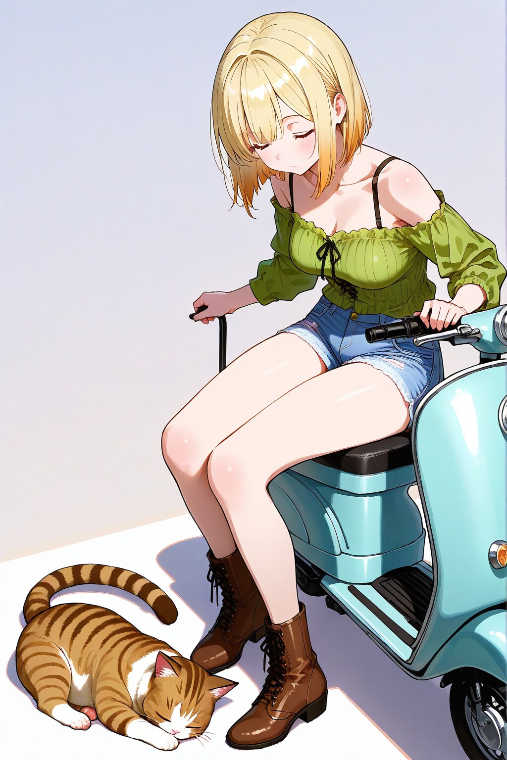 スクーターと猫