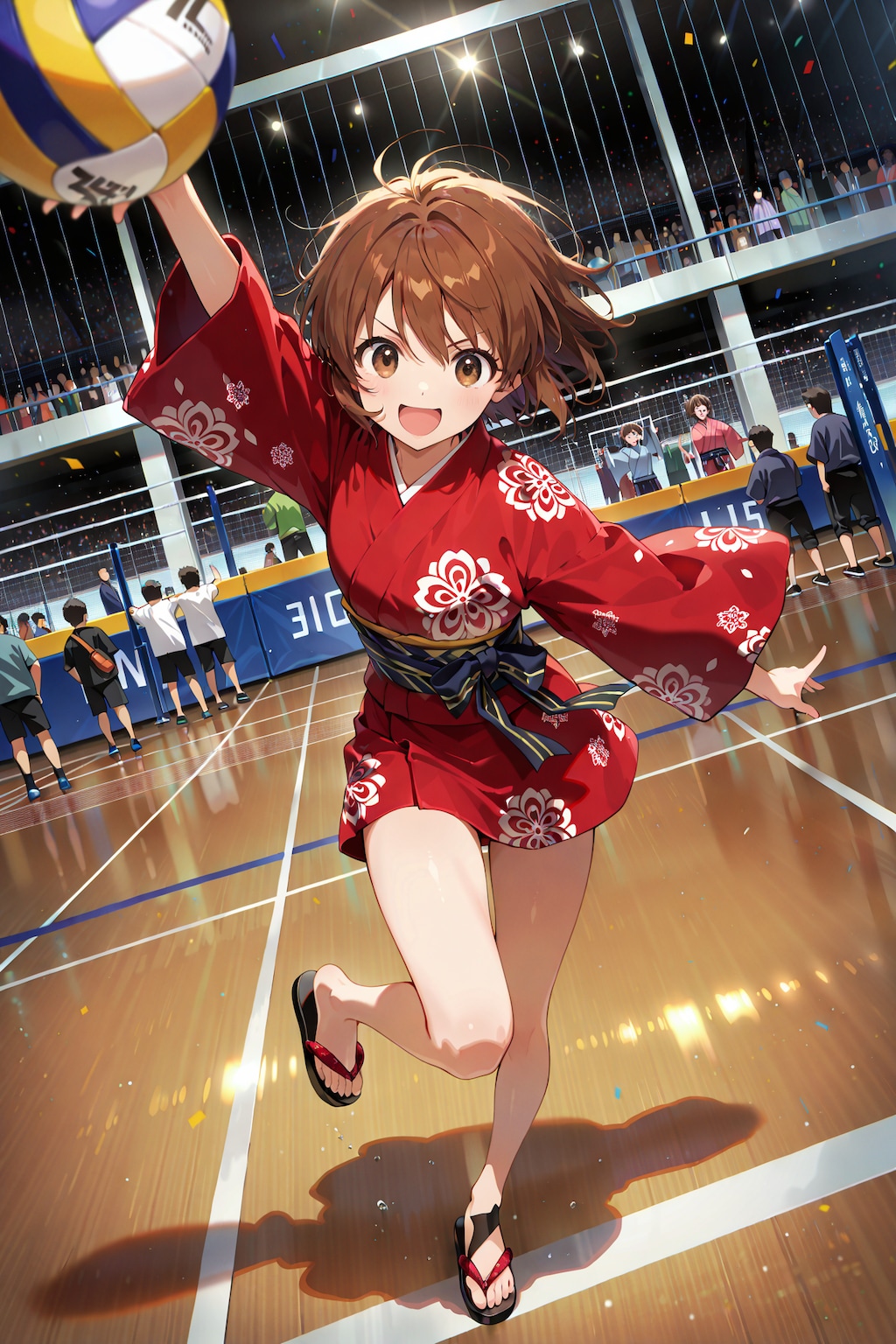 ミニ丈浴衣でバリボー