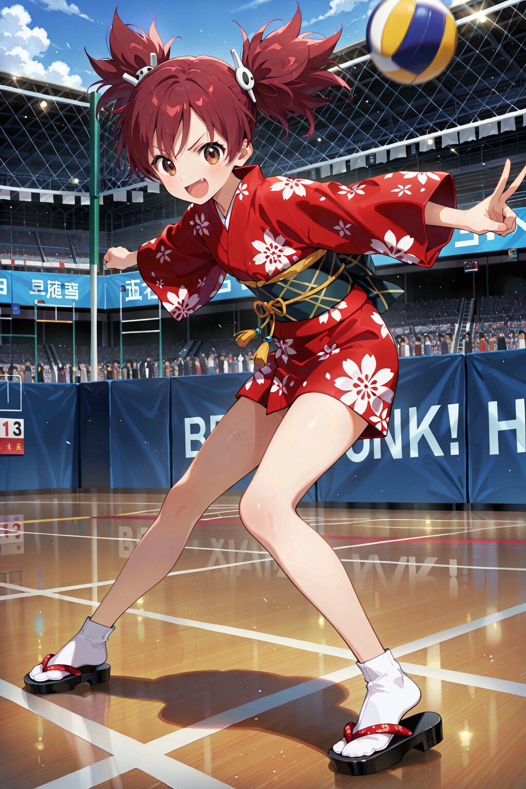 ミニ丈浴衣でバリボー