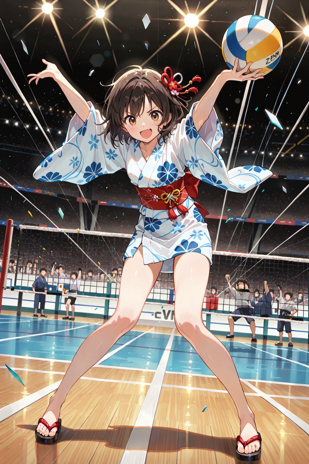 ミニ丈浴衣でバリボー