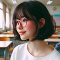 眼鏡女子 楓の横顔 3枚目