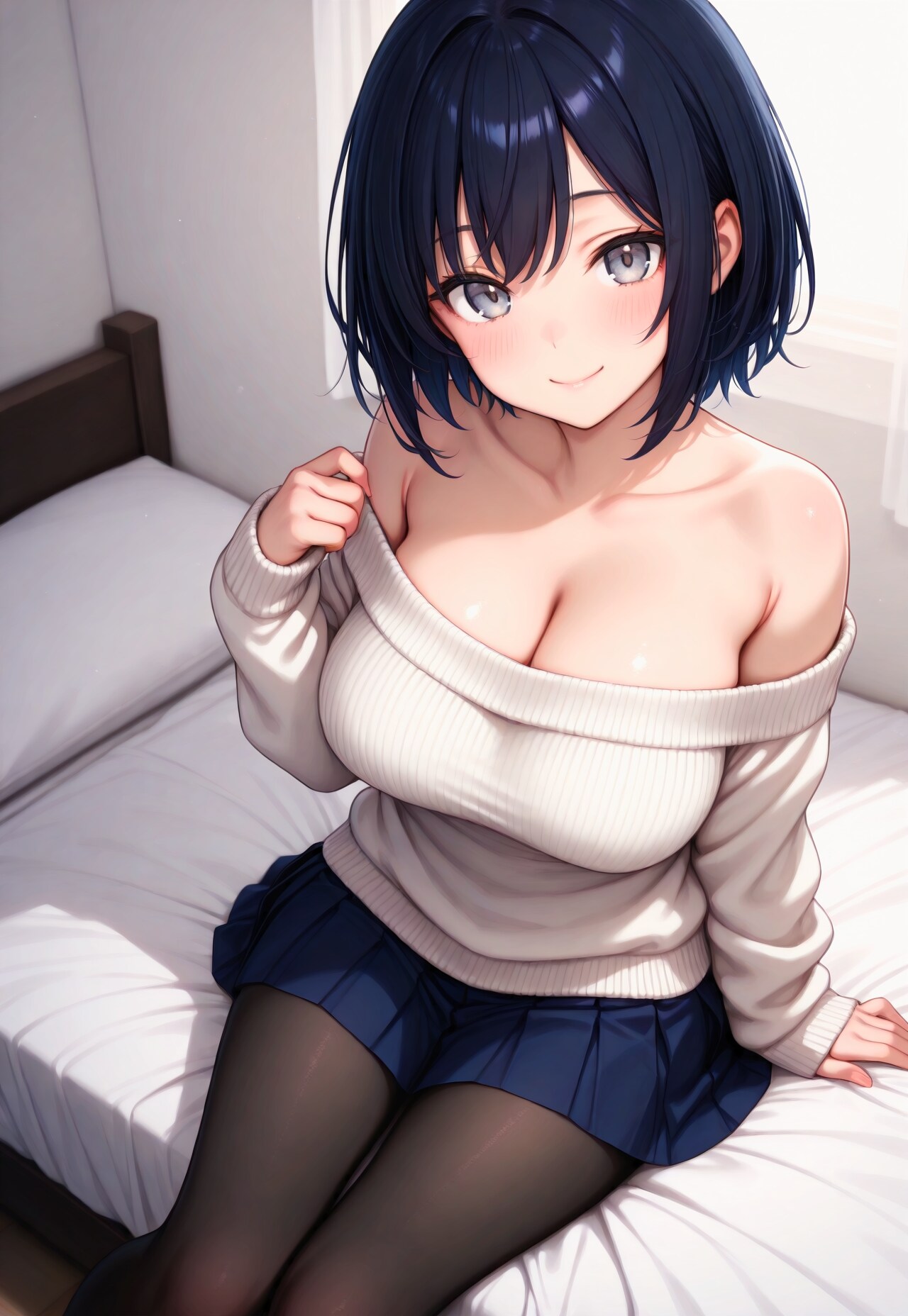 987（白いオフショルニット）