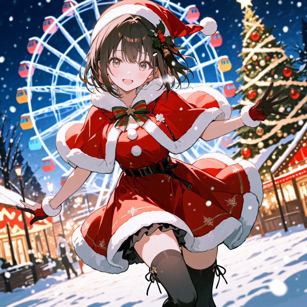 観覧車とメリーゴーランドでクリスマス：Xmas25 | の人気AIイラスト・グラビア