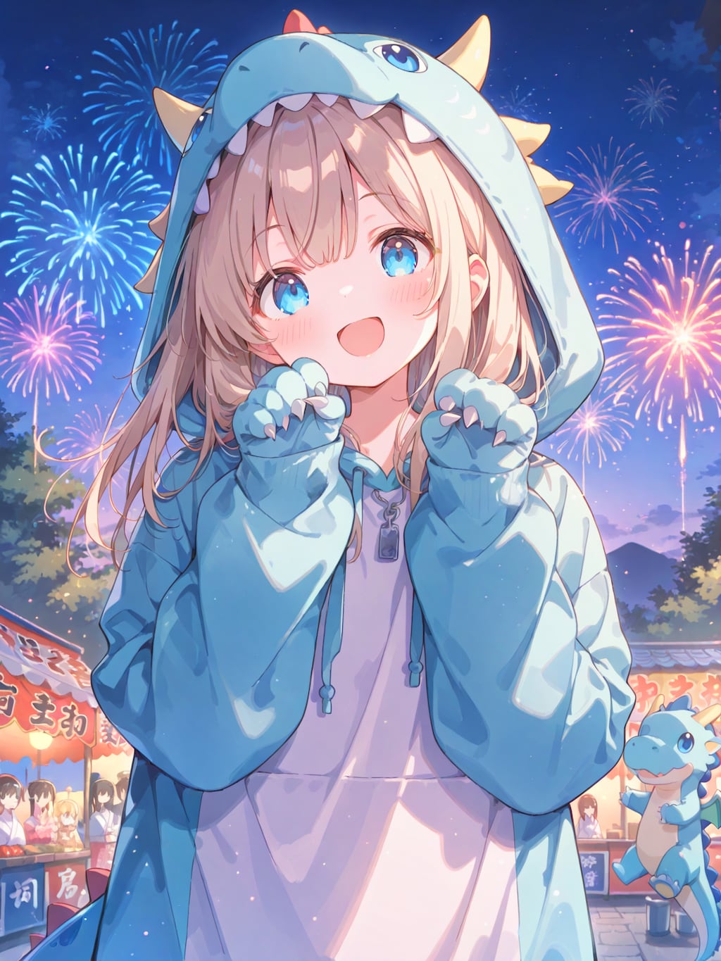 夏祭りのきぐるみドラゴン娘