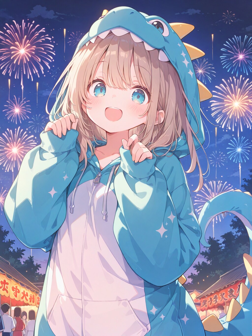 夏祭りのきぐるみドラゴン娘