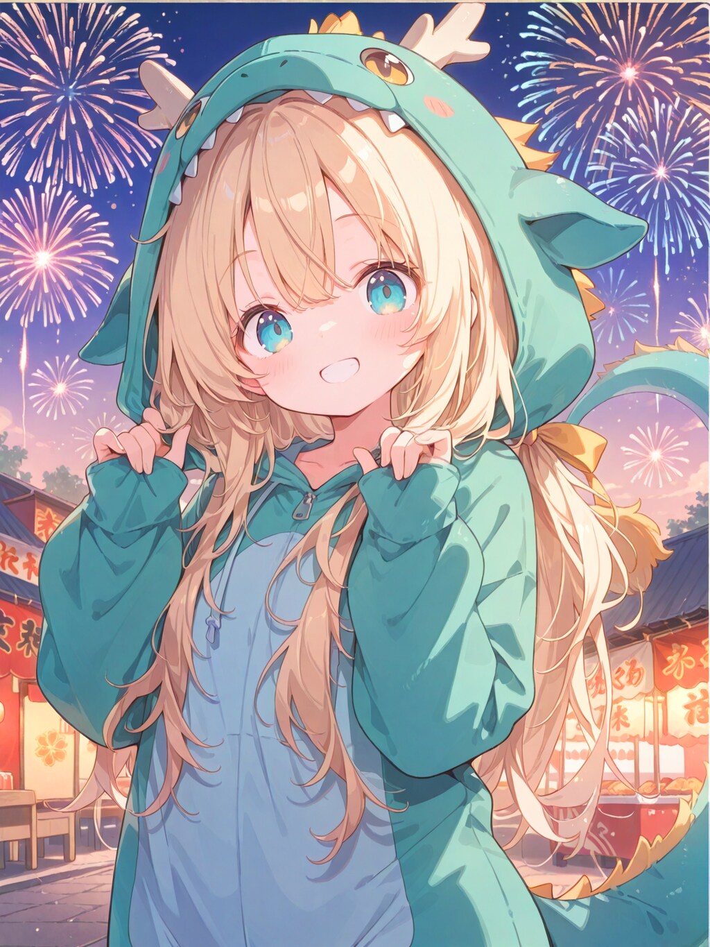 夏祭りのきぐるみドラゴン娘