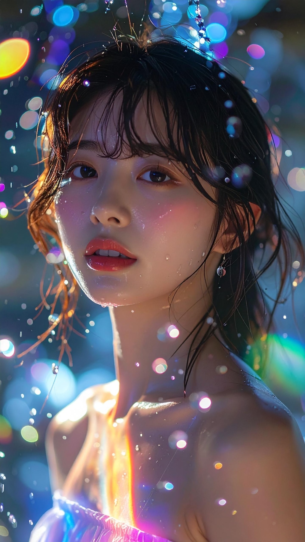 夜の岩風呂で撮影