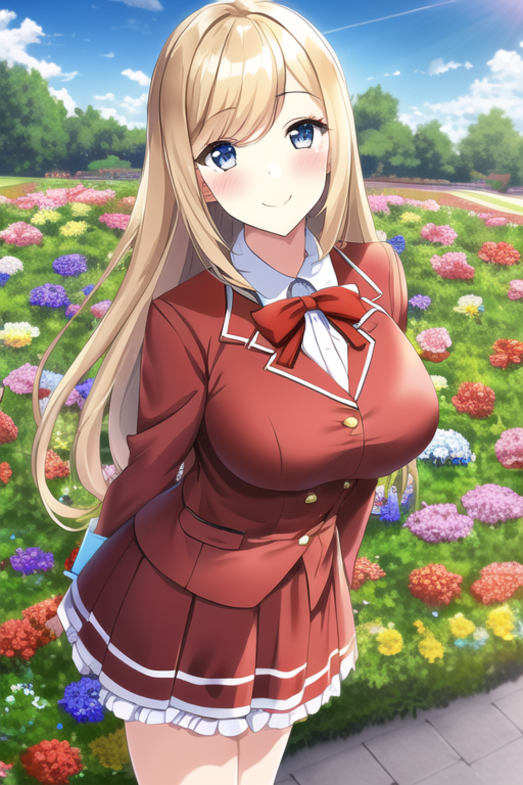 「土御門澄姫」　名門学校女子校生風の赤い制服コスチューム