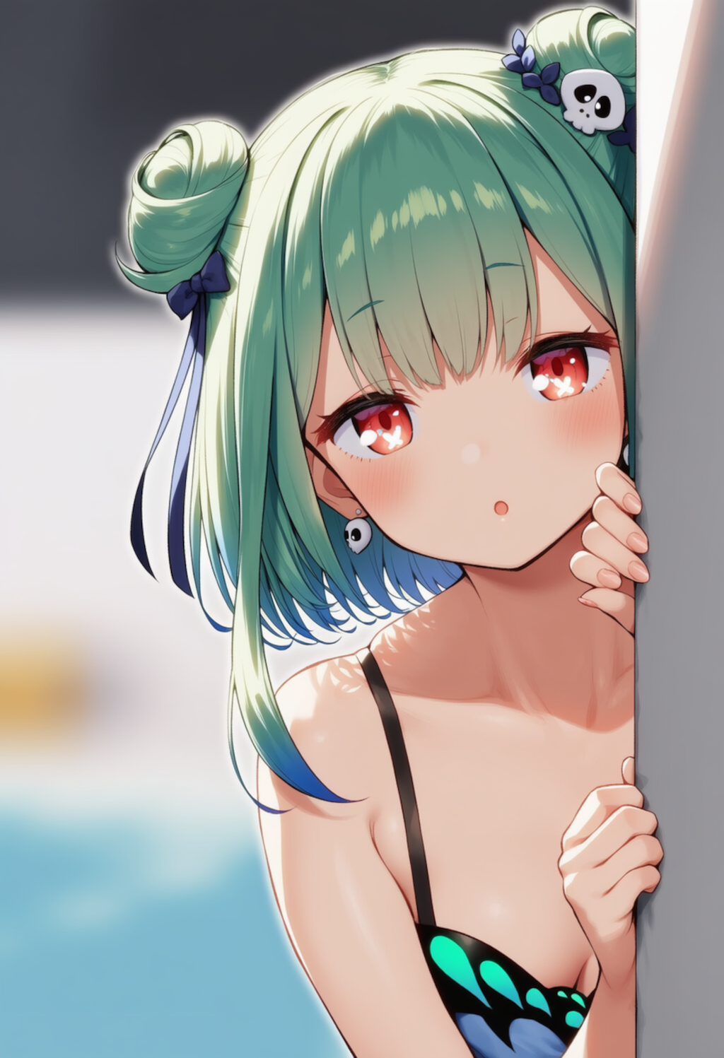 るーちゃんが物陰からジッと見つめているだけ