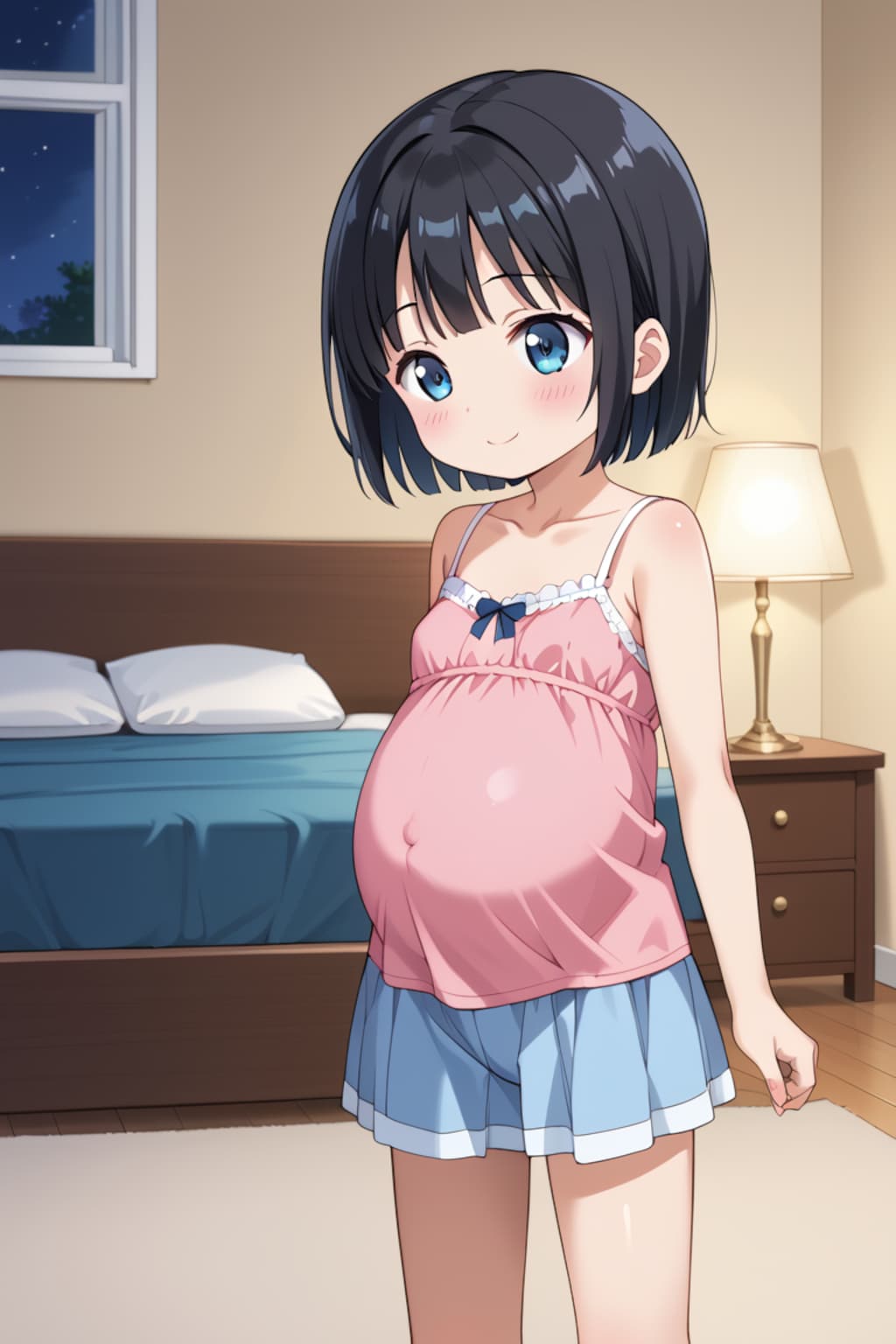 種付けされ、お腹がふっくらした美少女