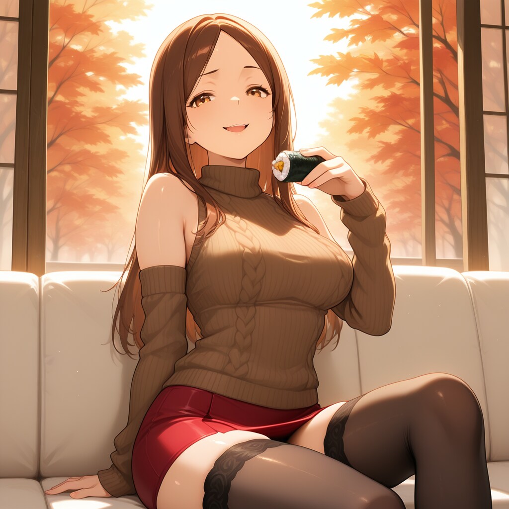 悪そうな顔しながら寿司を食べる人妻