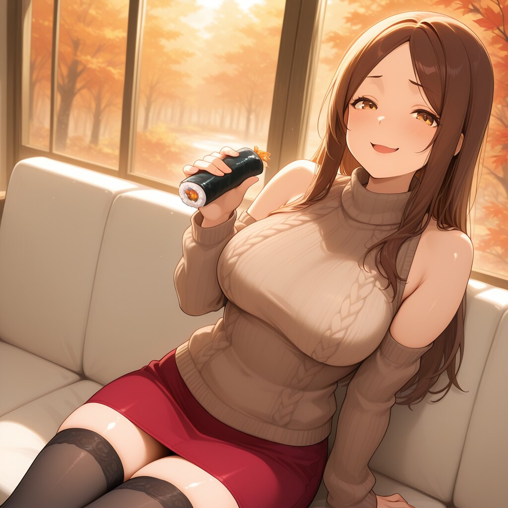 悪そうな顔しながら寿司を食べる人妻