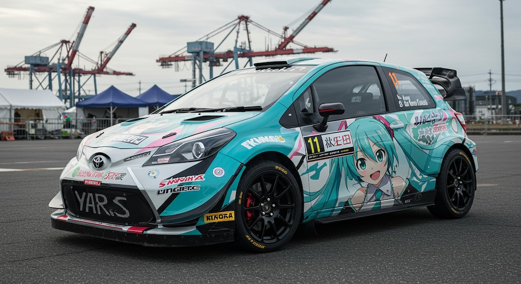 初音ミク痛車ヤリスラリーカー