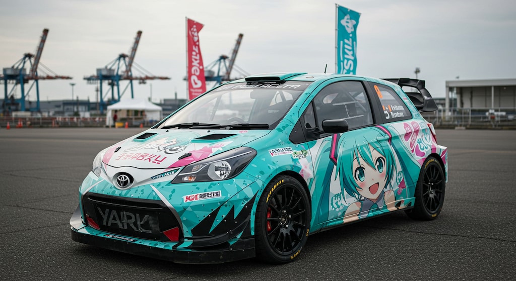 初音ミク痛車ヤリスラリーカー