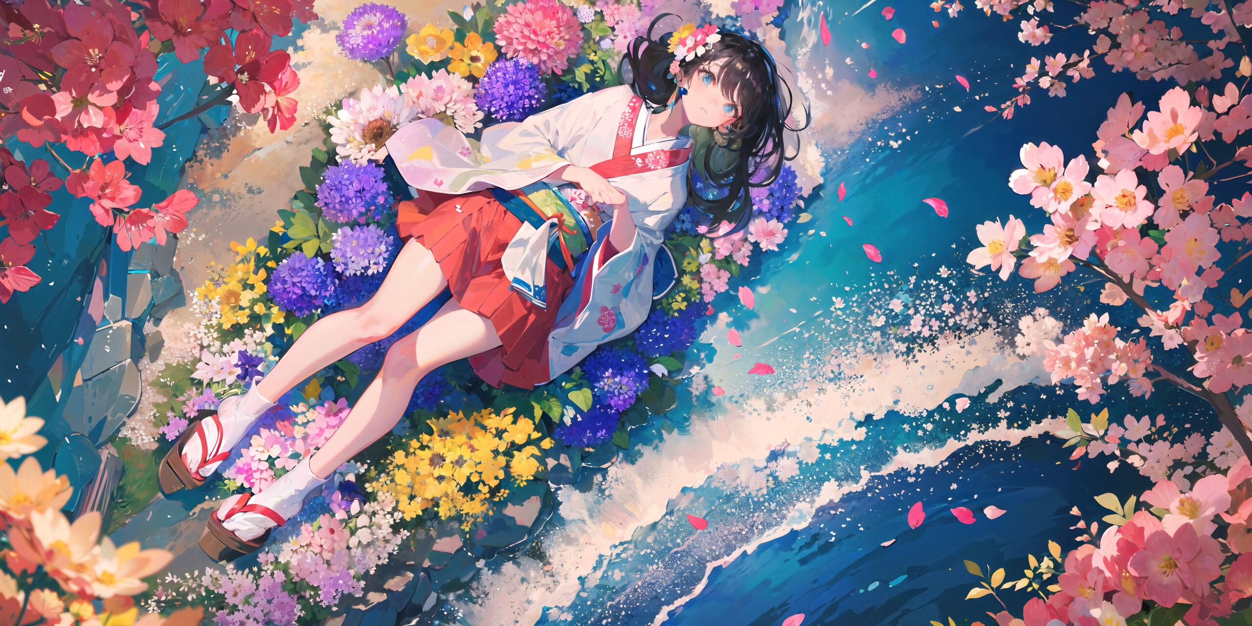 和服☓ミニスカ☓花のある風景