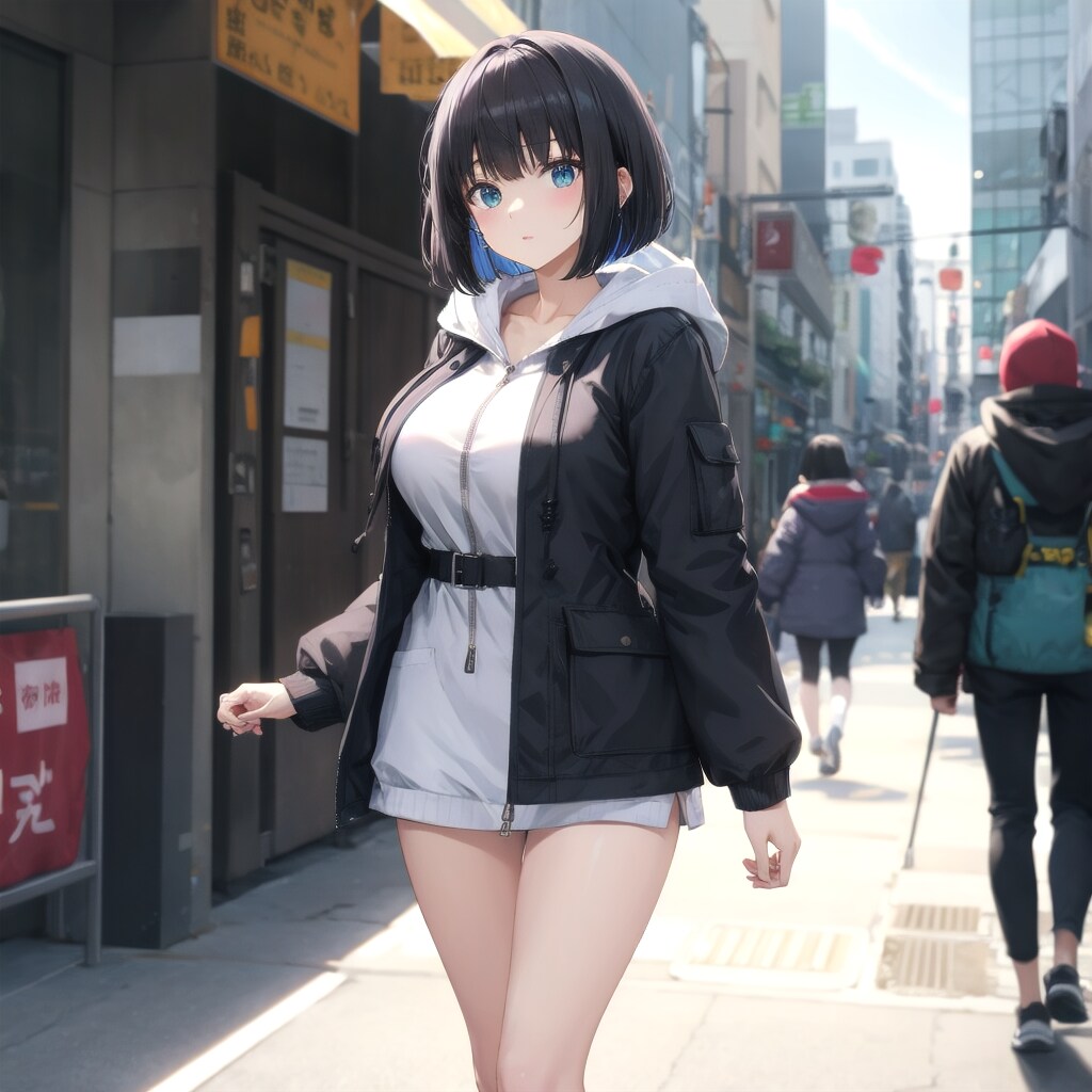 美脚パ－カ－女子　街中散歩