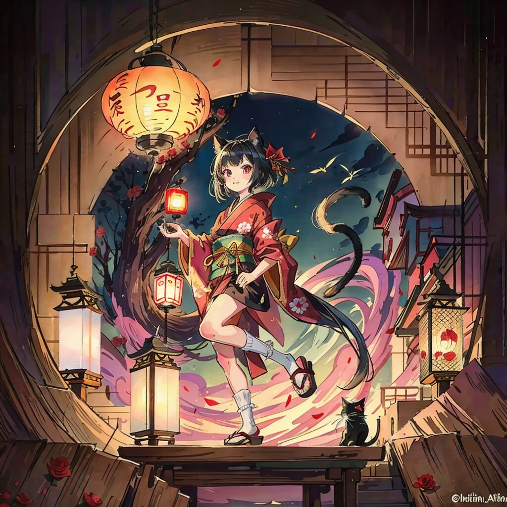宵闇に舞う猫耳の舞姫