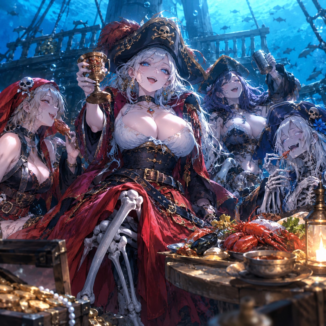 沈没船の海賊宴会 | の人気AIイラスト・グラビア