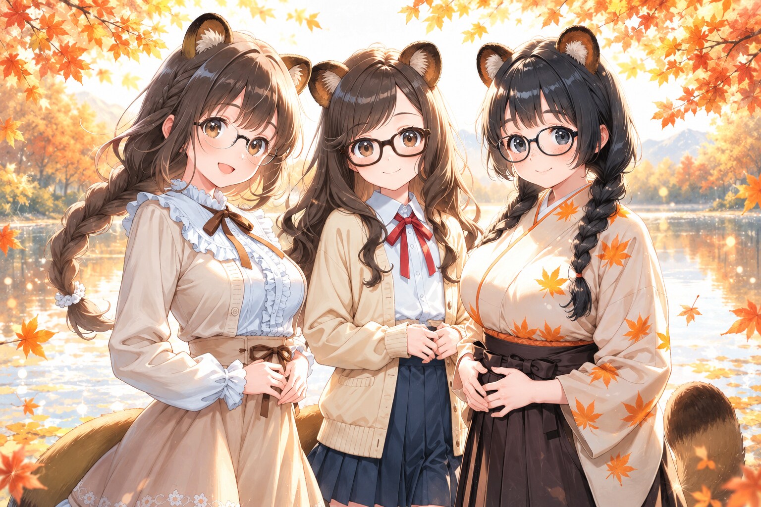 眼鏡たぬき集合 | の人気AIイラスト・グラビア
