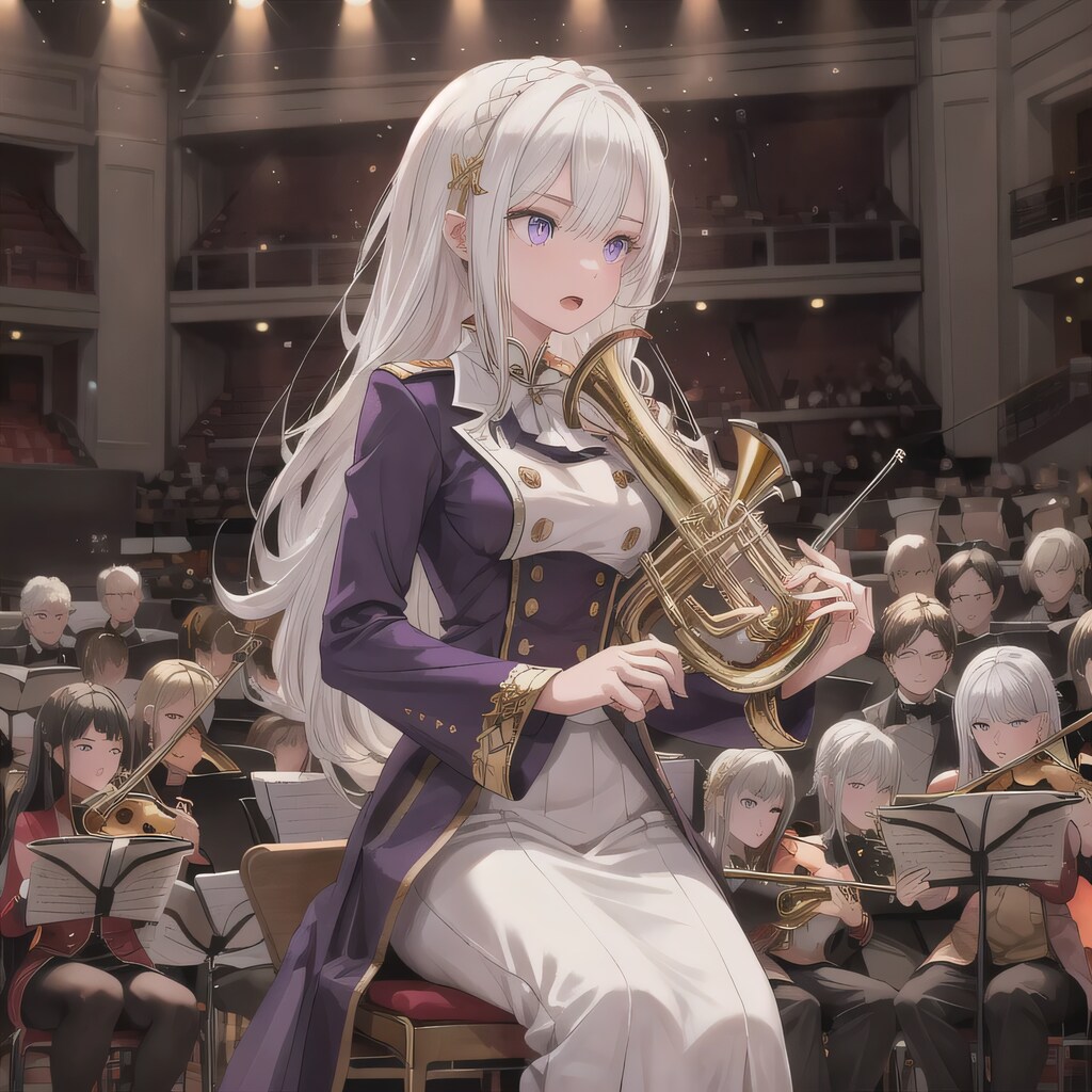 白髪ロングでブラスバンドの少女４