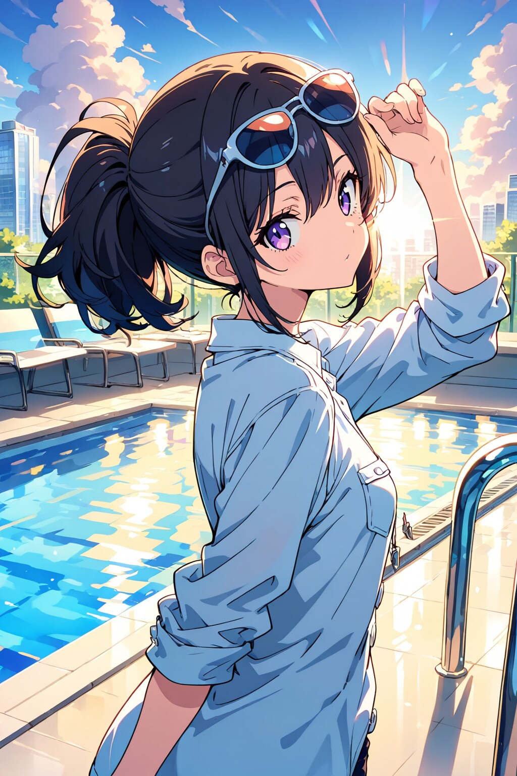 朝プール