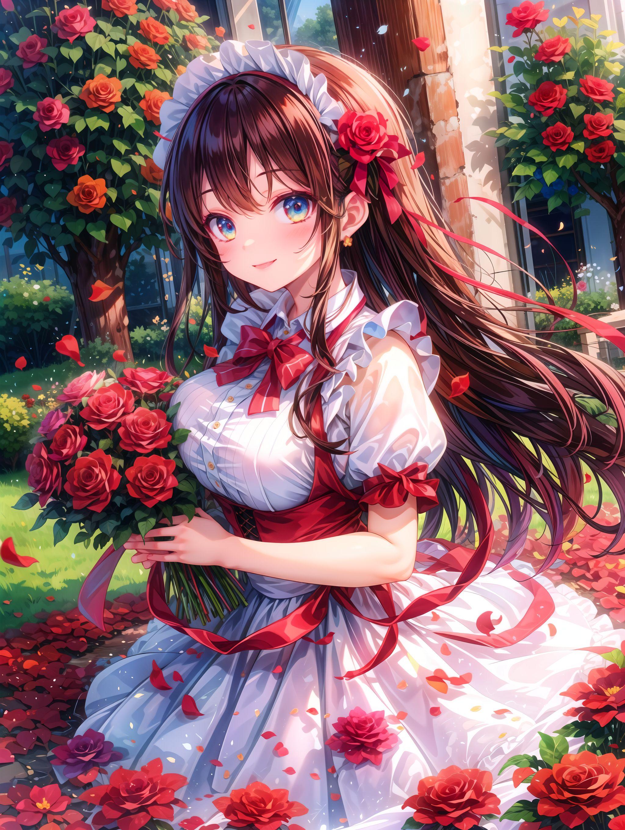 バラ園のメイドさん