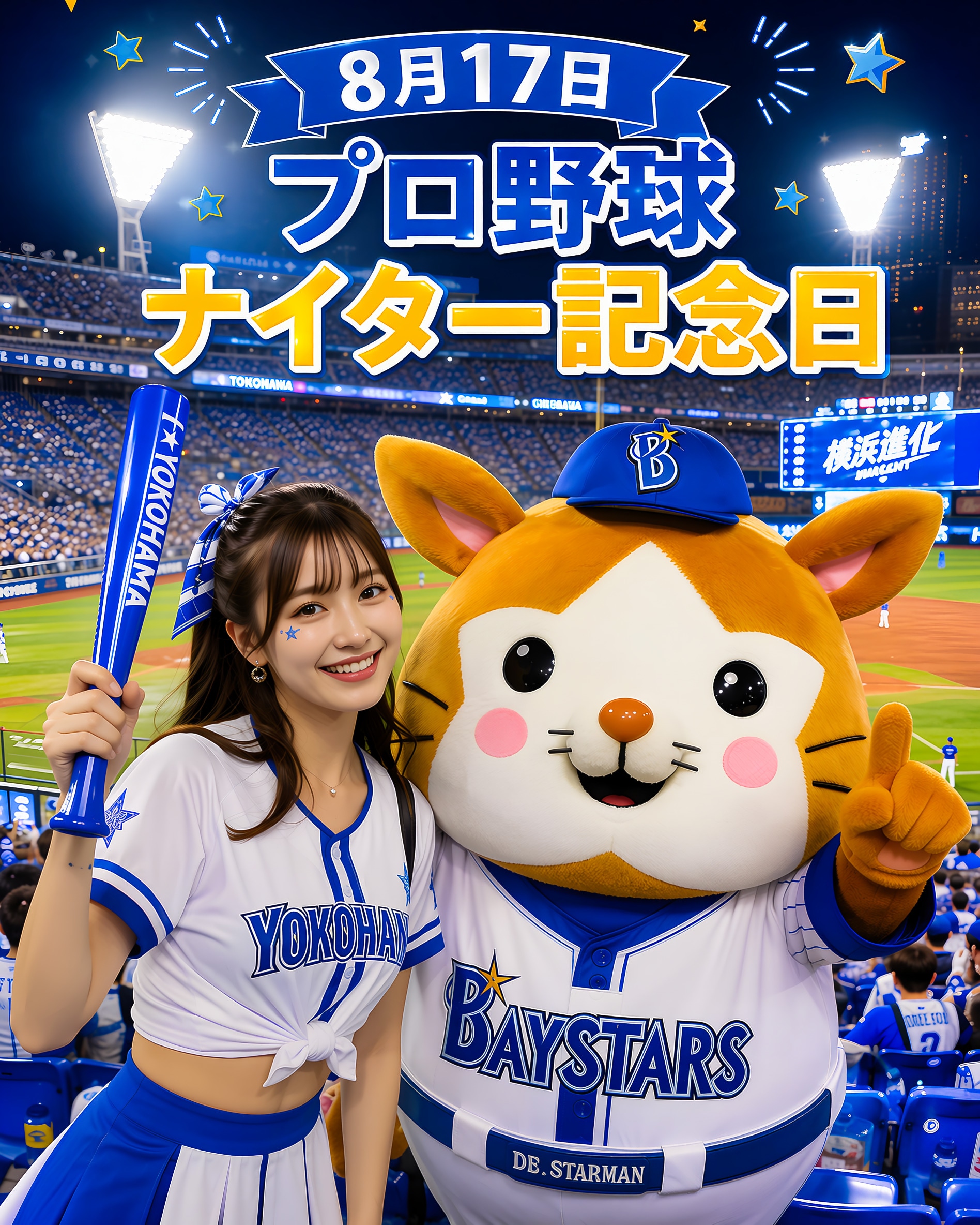 今日の１枚(8月17日)プロ野球ナイター記念日 | の人気AIイラスト・グラビア