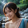 サリーを着て温泉に入る女性 2 5枚目