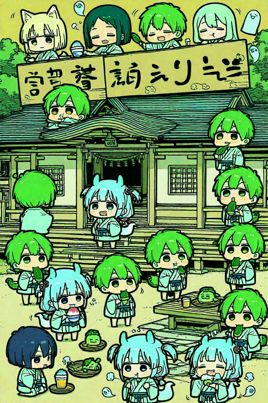 鬼と河童のお化け―しょん納涼祭 | の人気AIイラスト・グラビア