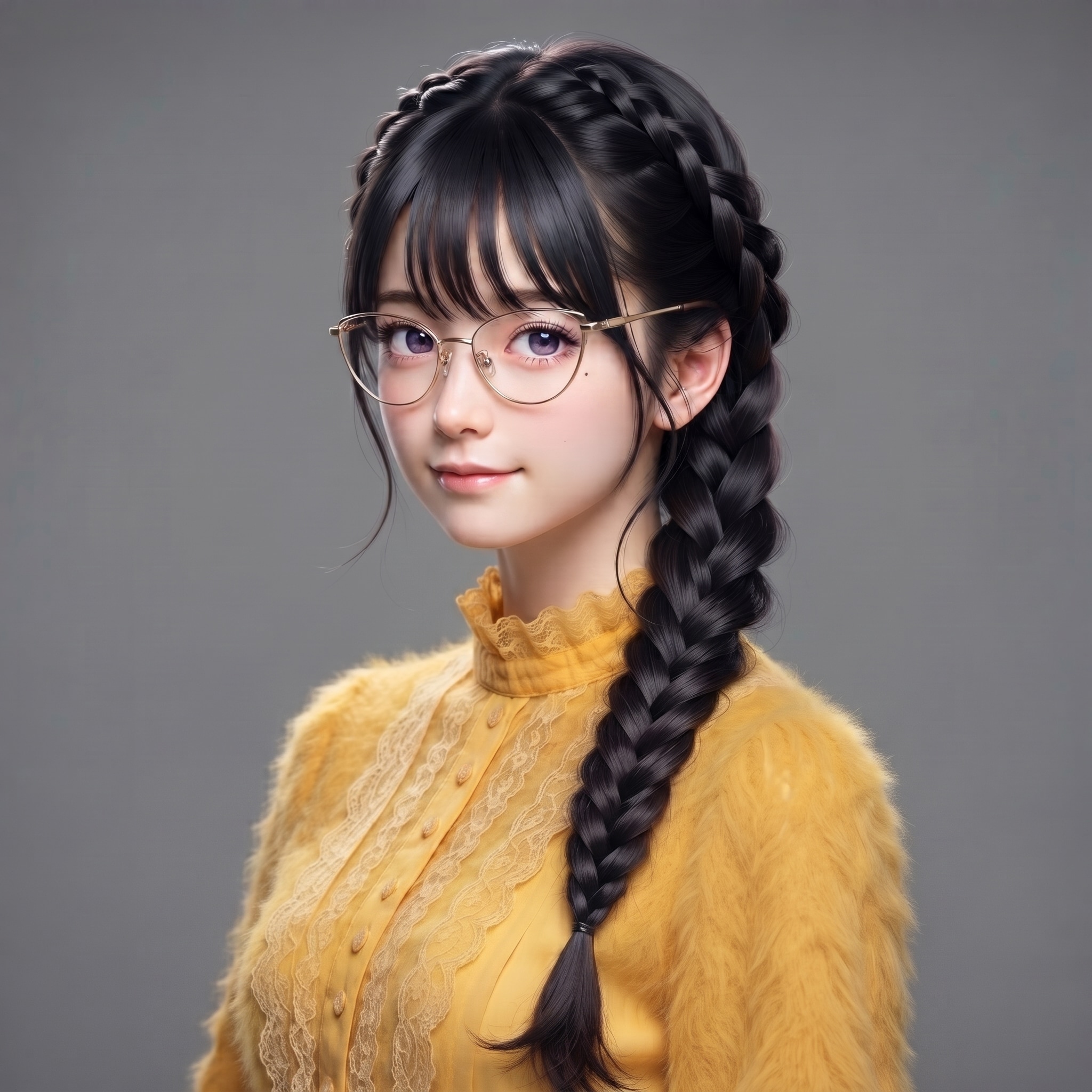 メガネ三つ編み