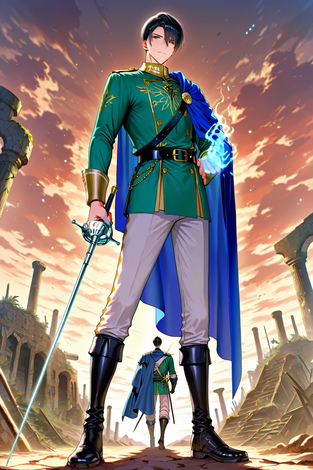 古代遺跡地下,大柄な男性魔法剣士3 | の人気AIイラスト・グラビア