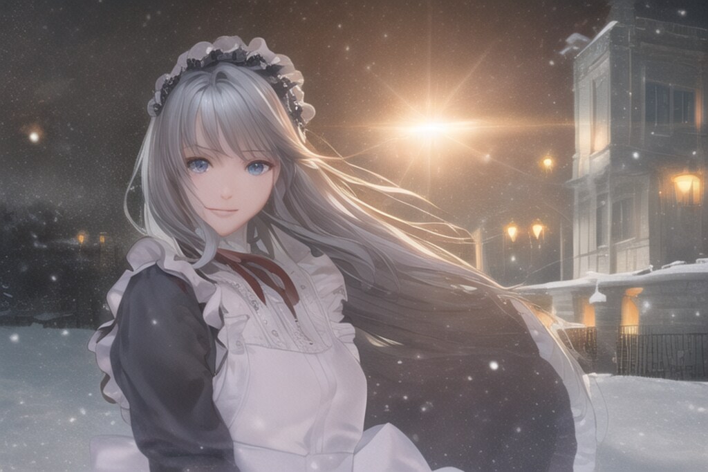 雪降る街のメイドさん