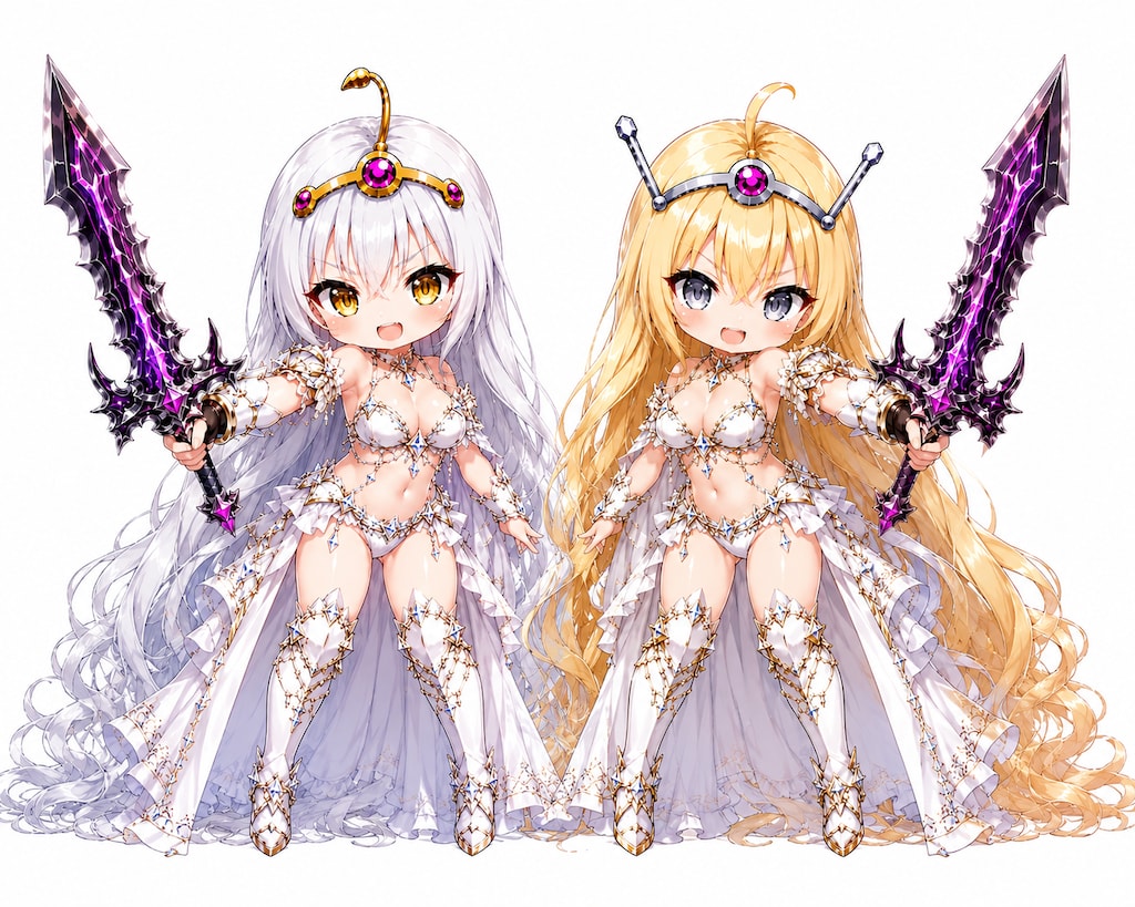 暗黒神の双子巫女 アウルム（金）＆アルゲントゥム（銀）