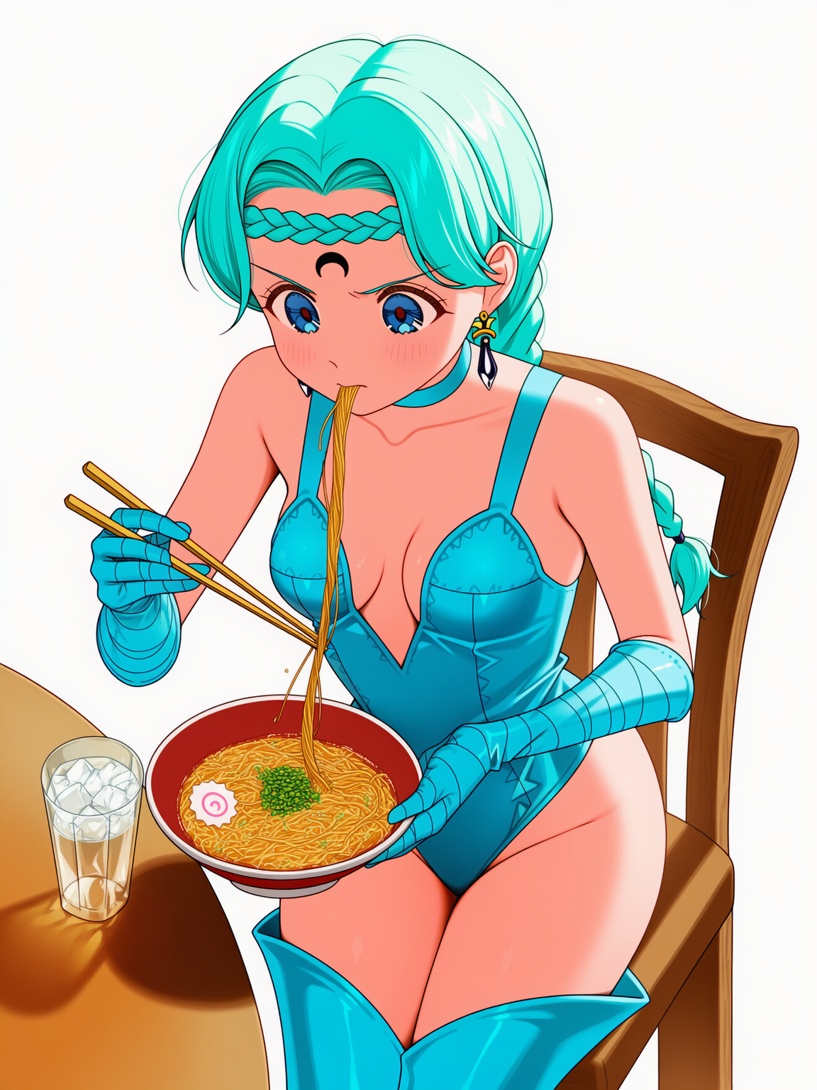 ラーメンを食べるベルチェ