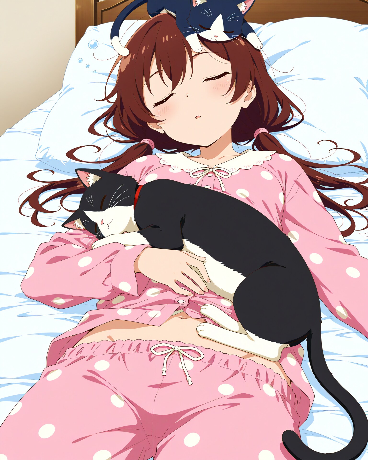 睡眠中に乗っかる猫