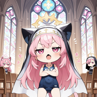 オイ作者!!確か教会の投稿企画だったよにゃあ?にゃのににゃんらこの格好は!?💢