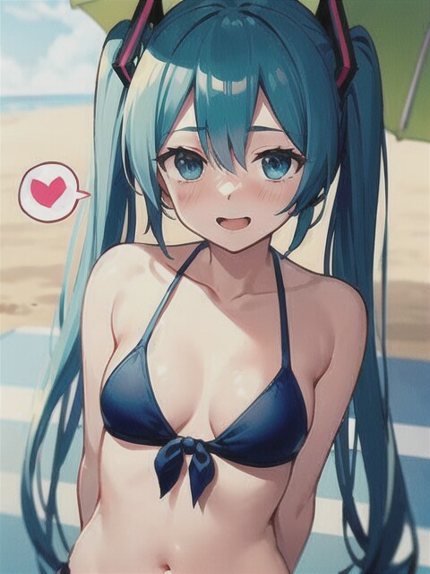 ミクさんとちょっと早めにビーチに行ってみた