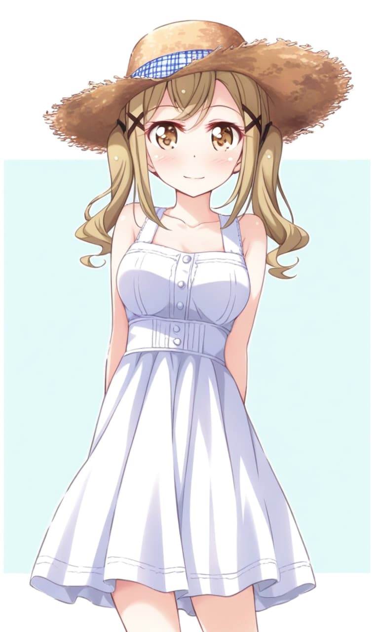 市ヶ谷有咲 麦わら帽子とワンピース | の人気AIイラスト・グラビア