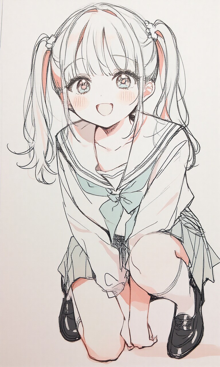 下書きの女の子