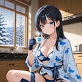 白鳥柄の浴衣&下着の葵さん 4枚目