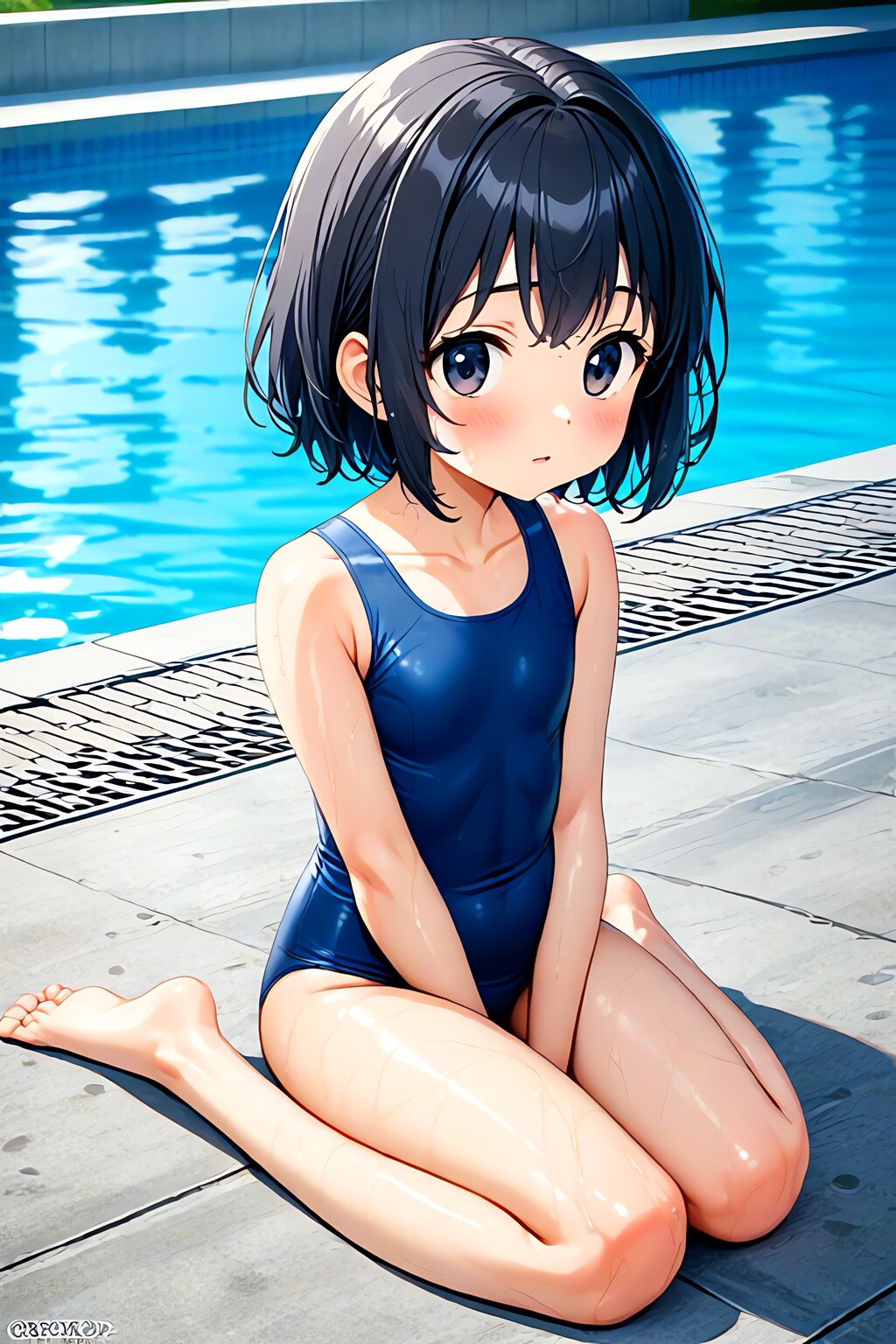 スク水ショートヘア少女