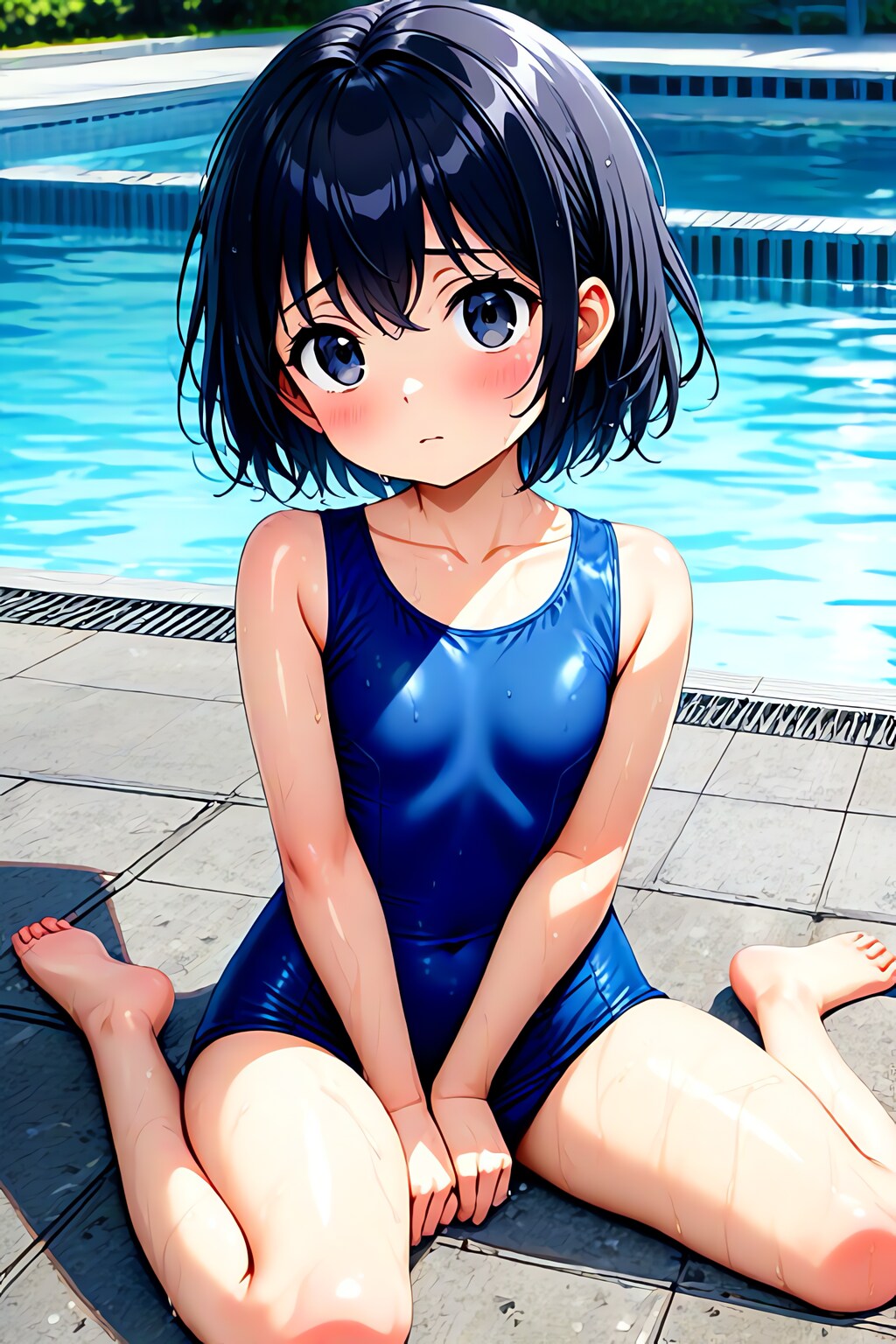 スク水ショートヘア少女