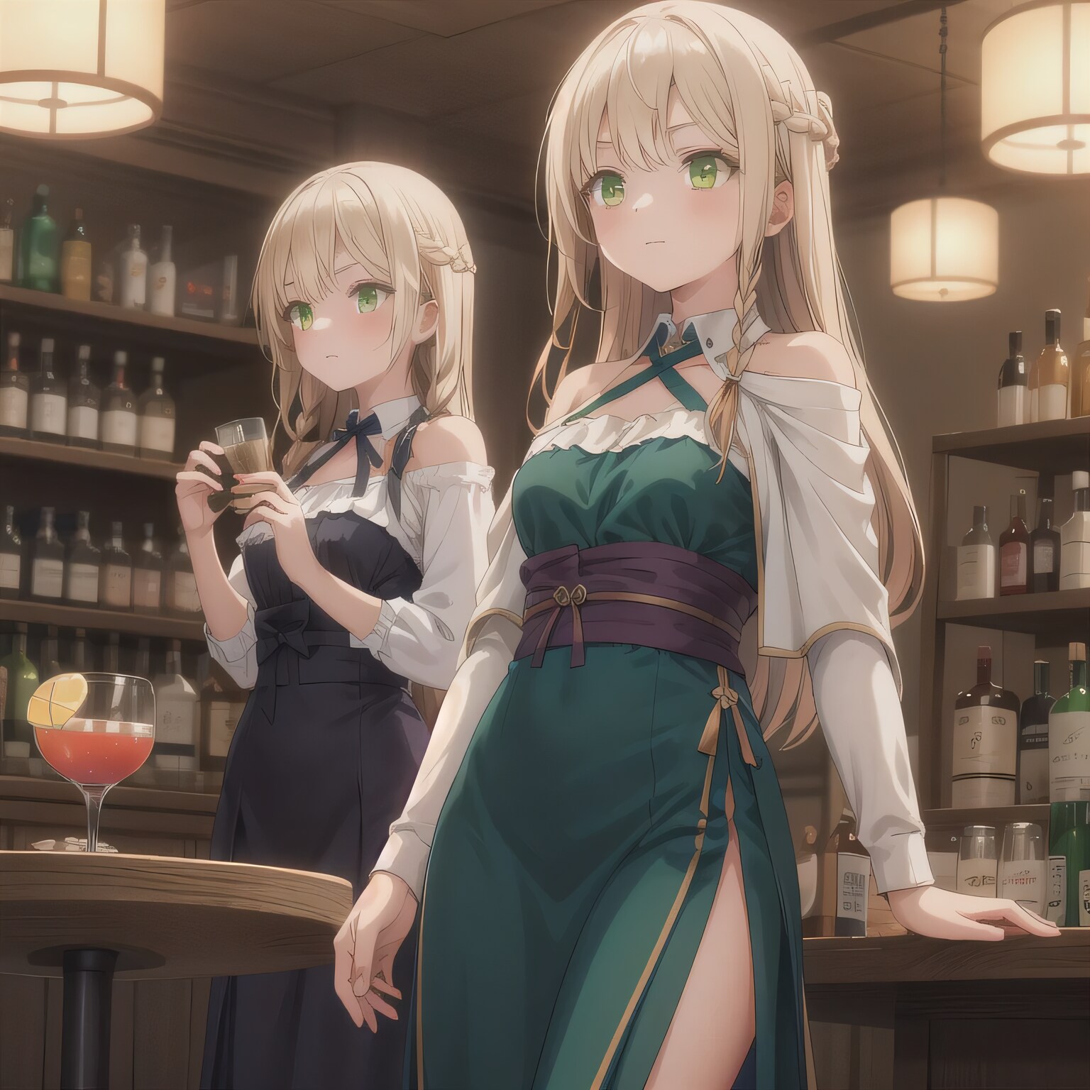 金髪ロングで酒場の少女９ | の人気AIイラスト・グラビア