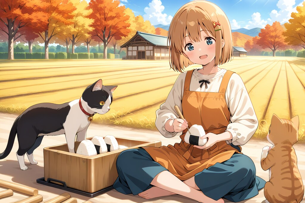 おにぎり天使と猫