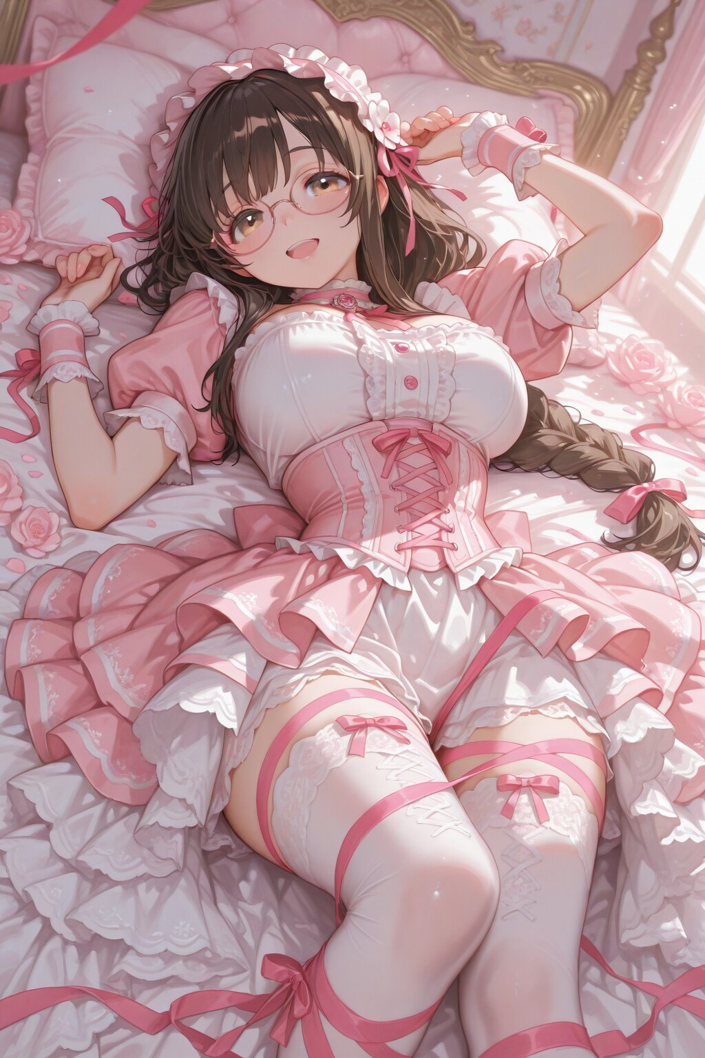 脚にリボンをまく