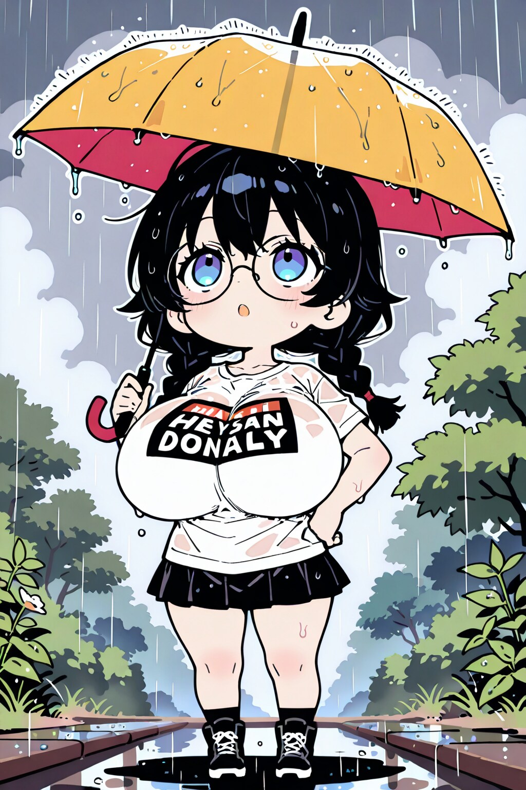 雨のおさげちゃん