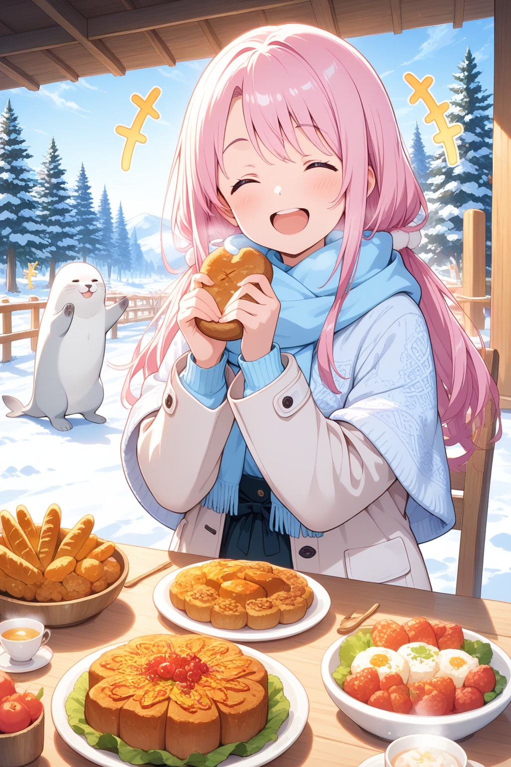 ピンク髪ちゃんとアザラシ